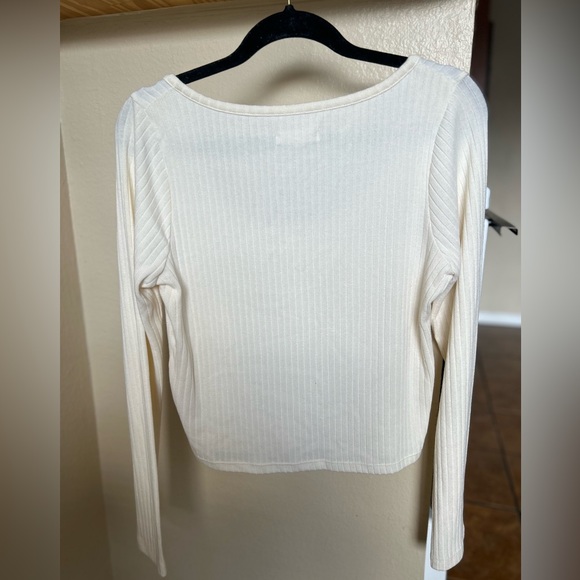 Madewell Cream Ribbed Cardigan Cropped Tee - Picture 3 of 3